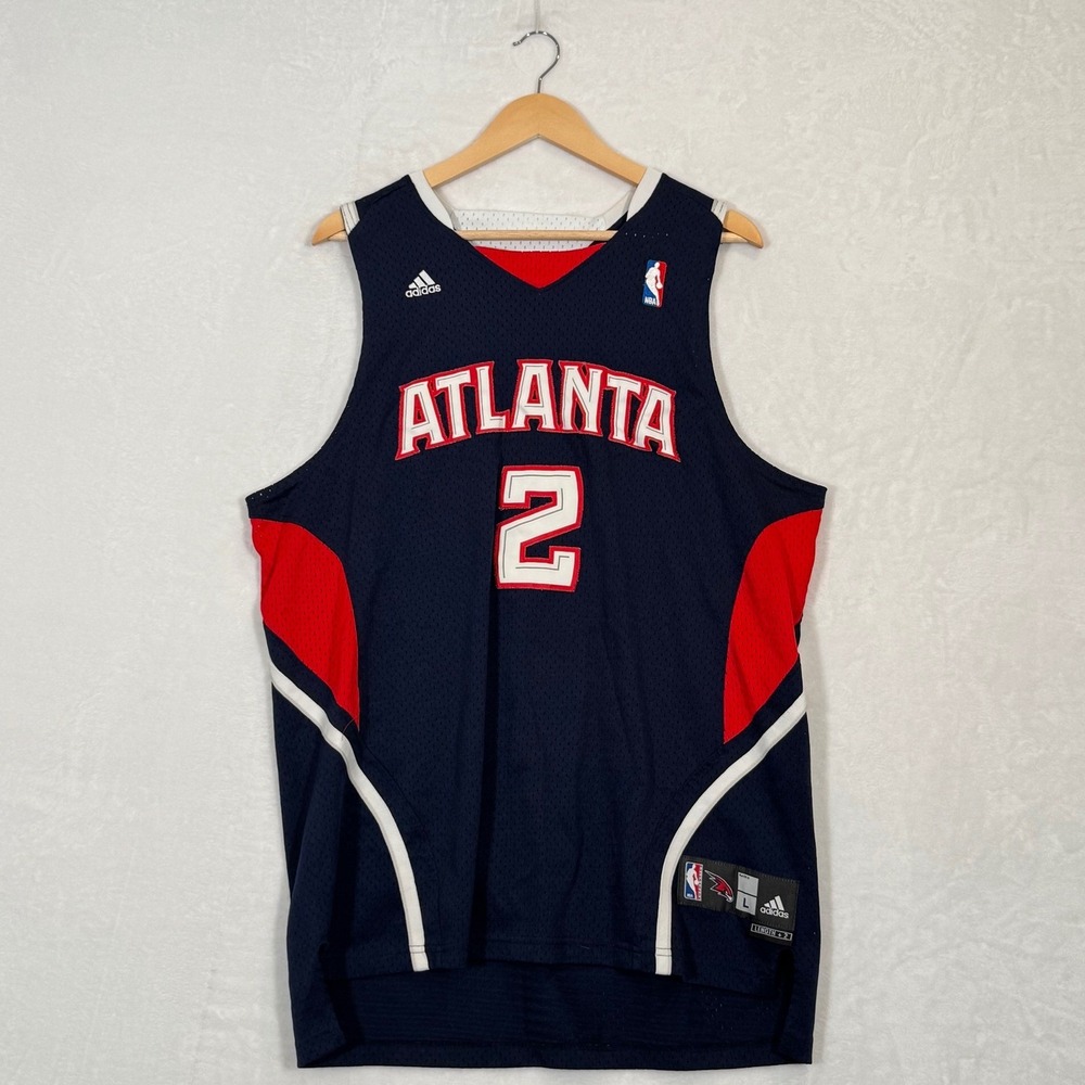 Adidas Navy Blue Atlanta Hawks Joe Johnson #2 Basketball Jersey Large